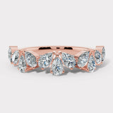 "Nahla" 1 Carat Pear Cut Diamond 18K Yellow Gold Foliage Half Eternity Ring ET3
