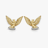 Natural DIAMOND AMERICAN EAGLE STUD EARRINGS IN 9K YELLOW GOLD