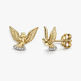 Natural DIAMOND AMERICAN EAGLE STUD EARRINGS IN 9K YELLOW GOLD