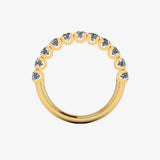 Natural Diamond Scallop Set Half Eternity Band Wedding Ring SRB