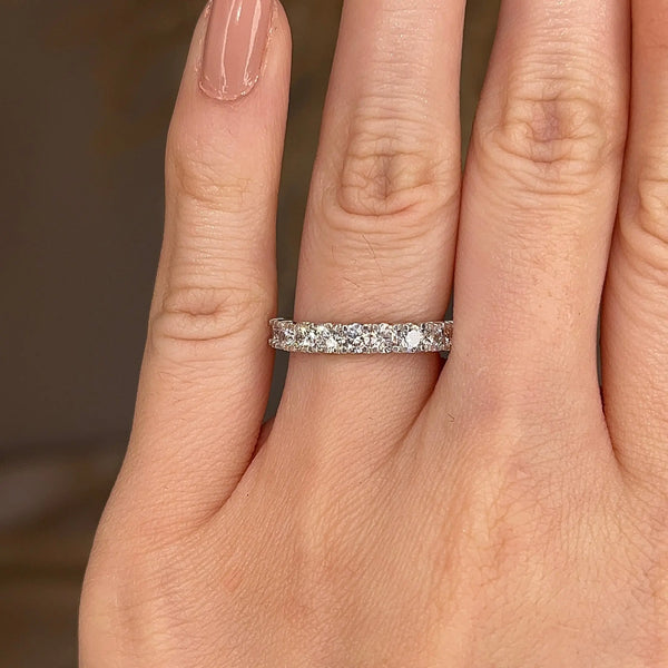 Natural Diamond Scallop Set Eternity Band Wedding Ring - HEERA DIAMONDS