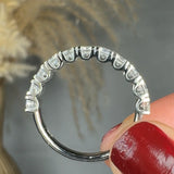 Natural Diamond Scallop Set Half Eternity Band Wedding Ring SRB