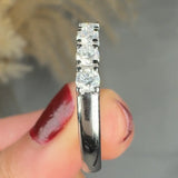 Natural Diamond Scallop Set Half Eternity Band Wedding Ring SRB