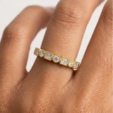 "Navi" Square and Round Circle Pattern 0.35ct Diamond Half Eternity Ring ET78
