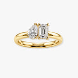 "Norvane" 2.76 Carat Pear & Emerald Cut Lab Grown Diamond Engagement Ring HLR451