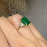 "Norvaya" Emerald Green 4 Carat Emerald Cut Trilogy Natural Diamond Engagement Ring HR1870 HEERA DIAMONDS