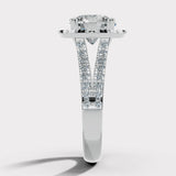 "Nova" 1 carat Halo Round Brilliant Cut Diamond Double Row Split Diamond Shoulder Engagement Ring HARB10