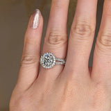 "Nova" Halo Round Brilliant Cut Diamond Double Row Split Diamond Shoulder Engagement Ring HARB10 - HEERA DIAMONDS