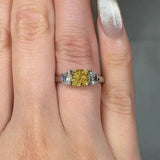 "Novaryn" Yellow 1.1 Carat Cushion Cut Trilogy Lab Grown Diamond Engagement Ring HLR438 HEERA DIAMONDS