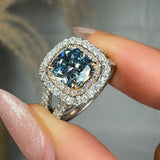 "Novyra" Blue Sapphire 0.7 Carat Cushion Cut Natural Diamond Shoulder Engagement Ring RAM1230R HEERA DIAMONDS