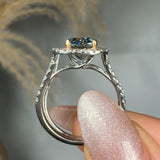 "Novyra" Blue Sapphire 0.7 Carat Cushion Cut Natural Diamond Shoulder Engagement Ring RAM1230R HEERA DIAMONDS