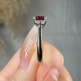 "Nyra" Ruby 1.41 Carat Cushion Cut Trilogy Diamond Engagement Ring HM2049 HEERA DIAMONDS
