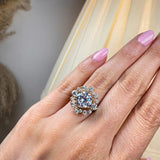 "Olive" Round cut 3 Carat Halo 18KT Yellow Gold Engagement Ring Life style- Top view