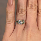 "Orla" Floral Round Brilliant Cut Diamond Green Leaf Marquise Emerald Engagement Ring - HEERA DIAMONDS