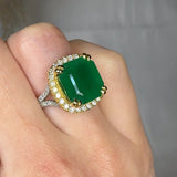 "Orlien" Green 7.2 Carat Cushion Cut Diamond Shoulder Engagement Ring HR1615 HEERA DIAMONDS