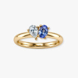 "Orlisse" 1.05 Carat Pear Cut & 2.00 Carat Ovel Cut Natural Diamond Engagement Ring HR1258