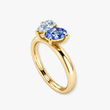 "Orlisse" 1.05 Carat Pear Cut & 2.00 Carat Ovel Cut Natural Diamond Engagement Ring HR1258