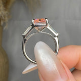 "Orlithra" Pink 5.09 Carat Emerald Cut Trilogy Lab Grown Diamond Engagement Ring HLR432 HEERA DIAMONDS
