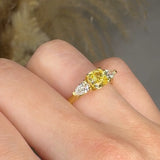 "Orluxe" Yellow 1.06 Carat Cushion Cut Lab Grown Trilogy Diamond Engagement Ring HLR431