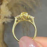 "Orluxe" Yellow 1.06 Carat Cushion Cut Lab Grown Trilogy Diamond Engagement Ring HLR431