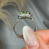 "Orvanyx" Green 2.01 Carat Cushion Cut Lab Grown Diamond Shoulder Engagement Ring HR1397 HEERA DIAMONDS