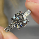 "Orvel" 1.01 Carat Round Cut Lab Grown Diamond Shoulder Engagement Ring HLR461