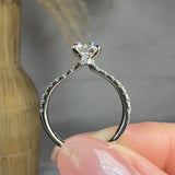 "Orvel" 1.01 Carat Round Cut Lab Grown Diamond Shoulder Engagement Ring HLR461