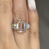 "Orvexia" Pink 5.08 Carat Emerald Cut Trilogy Diamond Engagement Ring HLR446 HEERA DIAMONDS