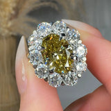 "Orvexion" Green 4.02 Carat Oval Cut Lab Grown Diamond Engagement Ring HLM511 HEERA DIAMONDS