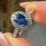 "Orza" Blue Sapphire 0.59 Carat Oval Cut Shoulder Engagement Ring HR1334 HEERA DIAMONDS