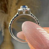 "Orza" Blue Sapphire 0.59 Carat Oval Cut Shoulder Engagement Ring HR1334 HEERA DIAMONDS