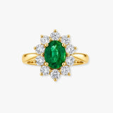 Oval Emerald with Diamond Cluster Ring