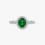 Oval Emerald with Diamond Halo Ring