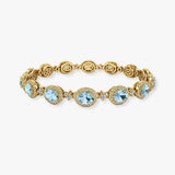 Oval Shape 12 Carat Aquamarine Center Featuring Diamond Halo Bracelet BRHAOCA
