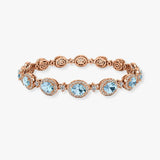 Oval Shape 12 Carat Aquamarine Center Featuring Diamond Halo Bracelet BRHAOCA