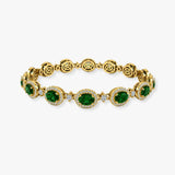 Oval Shape 12 Carat Emerald Center Featuring Diamond Halo Bracelet BRHAOCE