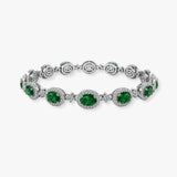 Oval Shape 12 Carat Emerald Center Featuring Diamond Halo Bracelet BRHAOCE