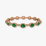 Oval Shape 12 Carat Emerald Center Featuring Diamond Halo Bracelet BRHAOCE