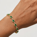 Oval Shape 12 Carat Emerald Center Featuring Diamond Halo Bracelet BRHAOCE