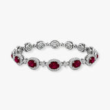 Oval Shape 12 Carat Ruby Center Featuring Diamond Halo Bracelet BRHAOCR