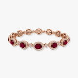Oval Shape 12 Carat Ruby Center Featuring Diamond Halo Bracelet BRHAOCR