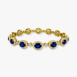 Oval Shape 12 Carat Sapphire Center Featuring Diamond Halo Bracelet BRHAOCS