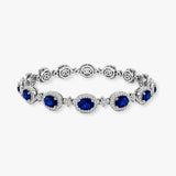 Oval Shape 12 Carat Sapphire Center Featuring Diamond Halo Bracelet BRHAOCS