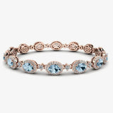Oval Shape 9 Carat Aquamarine Center Featuring Diamond Halo Bracelet BRHAOCA HEERA DIAMONDS