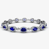 Oval Shape 9 Carat Sapphire Center Featuring Diamond Halo Bracelet BRHAOCS HEERA DIAMONDS