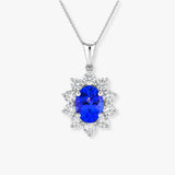 Oval Tanzanite Pendant with Diamond Halo