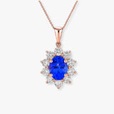 Oval Tanzanite Pendant with Diamond Halo