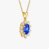 Oval Tanzanite Pendant with Diamond Halo