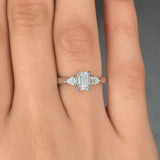 "Oveline" 0.53 Carat Emerald Cut Natural Diamond Trilogy Engagement Ring MDC1174