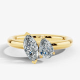 "Oyester" 2 Carat Toi et Moi 18kt Yellow Gold Engagement Ring Render- Front View